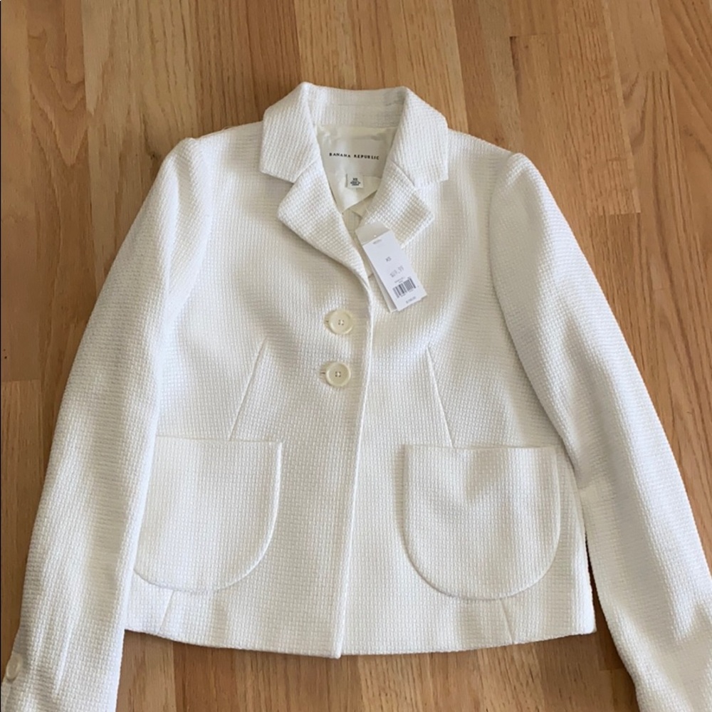 Banana republic off white Jacket pea coat 2 button collared
